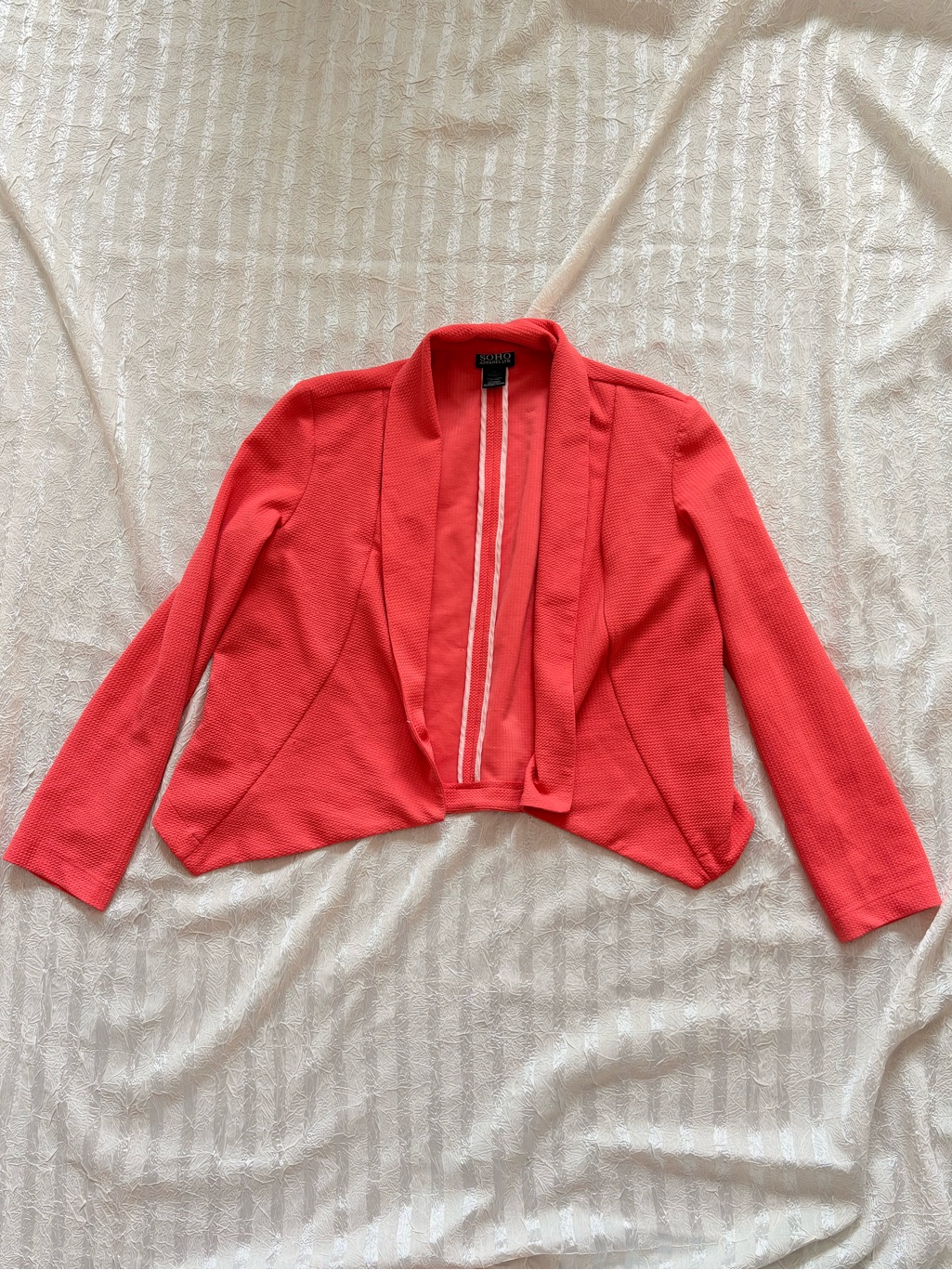 Soho Apparel Coral Open-Front Blazer Jacket